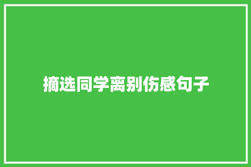 摘选同学离别伤感句子