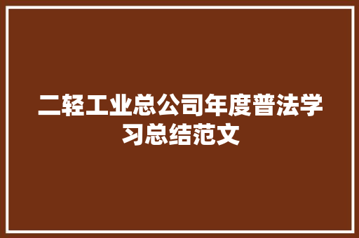 二轻工业总公司年度普法学习总结范文