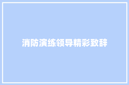 消防演练领导精彩致辞 综述范文