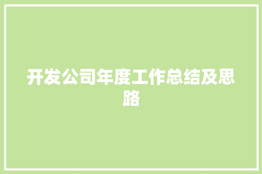 开发公司年度工作总结及思路 综述范文