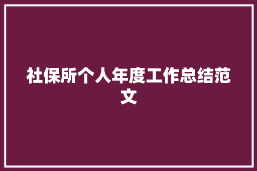 社保所个人年度工作总结范文 工作总结范文