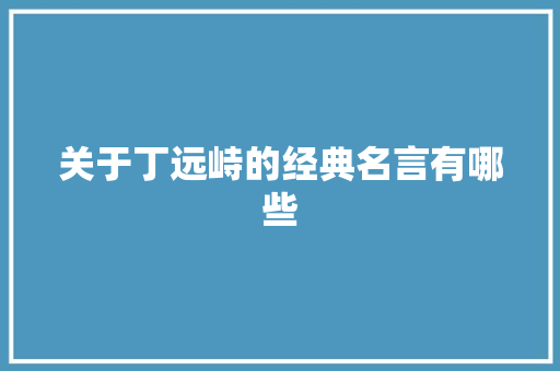 关于丁远峙的经典名言有哪些 论文范文