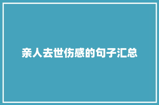 亲人去世伤感的句子汇总 致辞范文