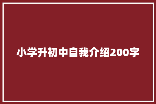 小学升初中自我介绍200字 工作总结范文