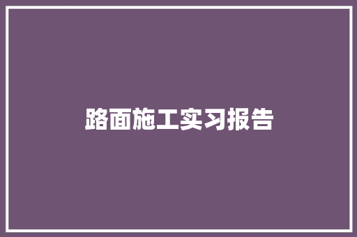 路面施工实习报告