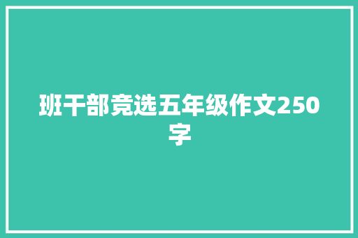 班干部竞选五年级作文250字 报告范文