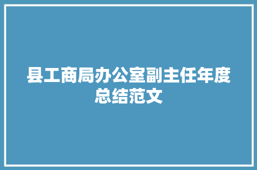 县工商局办公室副主任年度总结范文