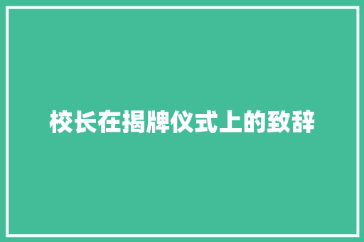 校长在揭牌仪式上的致辞