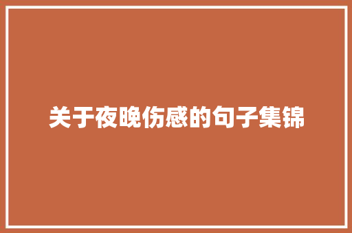 关于夜晚伤感的句子集锦