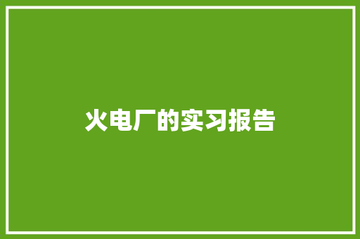 火电厂的实习报告