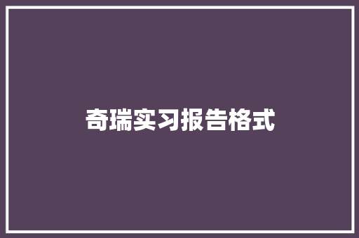 奇瑞实习报告格式