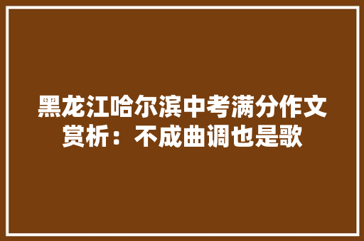 黑龙江哈尔滨中考满分作文赏析：不成曲调也是歌