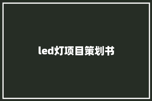 led灯项目策划书