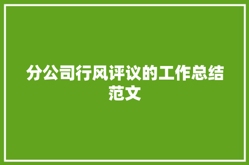 分公司行风评议的工作总结范文 书信范文