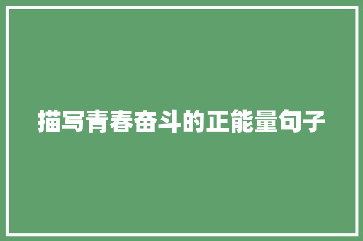 描写青春奋斗的正能量句子 工作总结范文