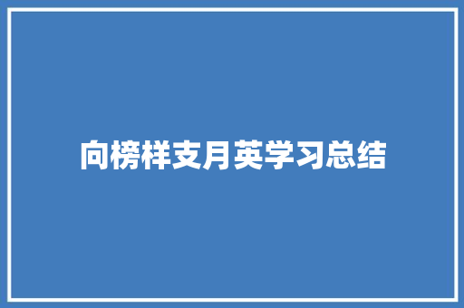 向榜样支月英学习总结