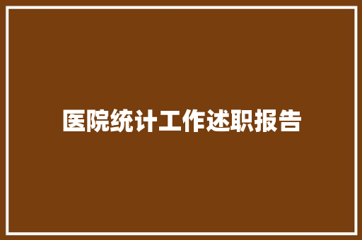 医院统计工作述职报告