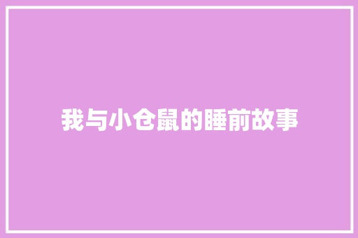 我与小仓鼠的睡前故事