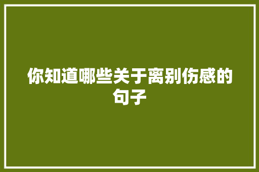 你知道哪些关于离别伤感的句子 会议纪要范文