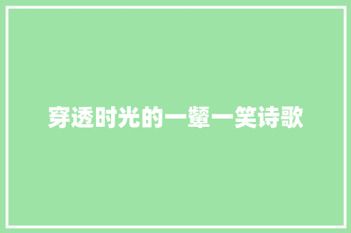 穿透时光的一颦一笑诗歌 书信范文