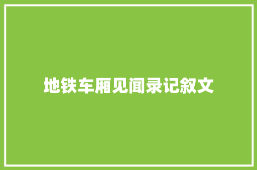 地铁车厢见闻录记叙文 综述范文