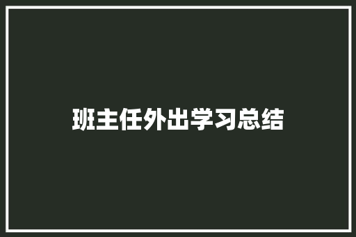 班主任外出学习总结 简历范文