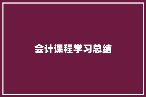 会计课程学习总结