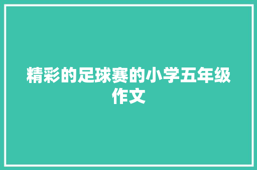 精彩的足球赛的小学五年级作文 学术范文