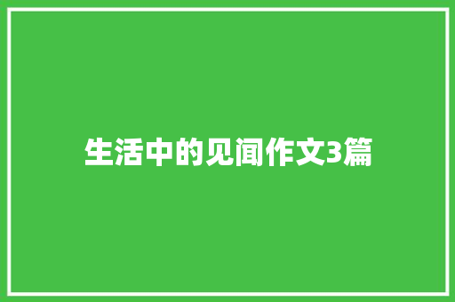 生活中的见闻作文3篇 论文范文