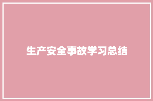 生产安全事故学习总结 会议纪要范文