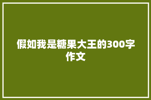 假如我是糖果大王的300字作文