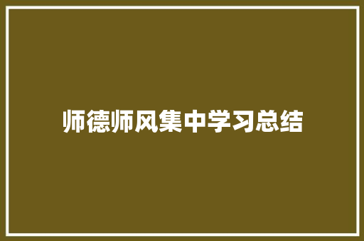 师德师风集中学习总结