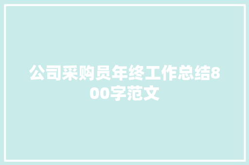 公司采购员年终工作总结800字范文