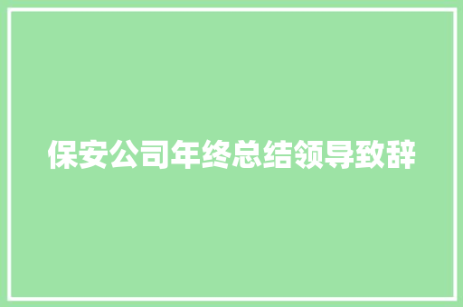 保安公司年终总结领导致辞