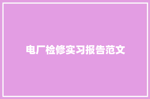 电厂检修实习报告范文