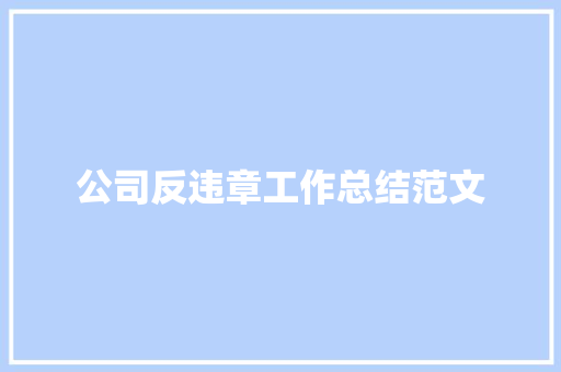 公司反违章工作总结范文 生活范文