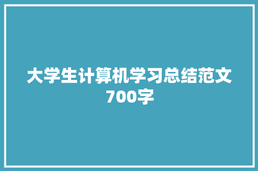 大学生计算机学习总结范文700字 生活范文