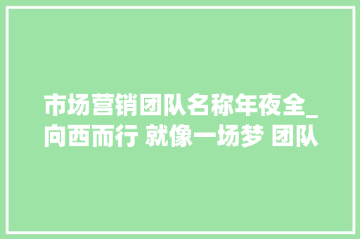 市场营销团队名称年夜全_向西而行 就像一场梦 团队名称