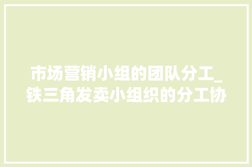 市场营销小组的团队分工_铁三角发卖小组织的分工协作设计 生活范文