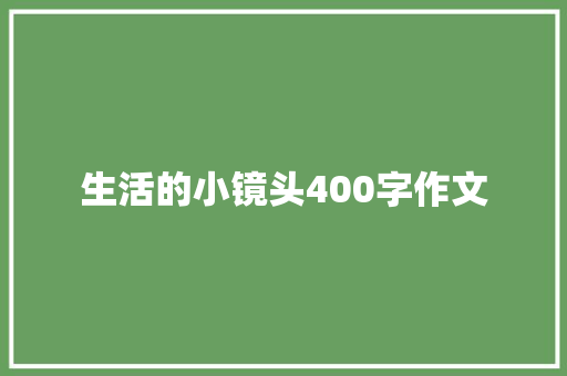 生活的小镜头400字作文