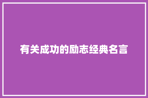 有关成功的励志经典名言