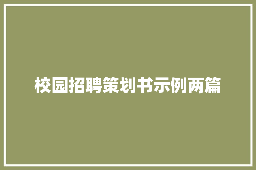 校园招聘策划书示例两篇