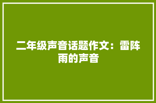 二年级声音话题作文：雷阵雨的声音