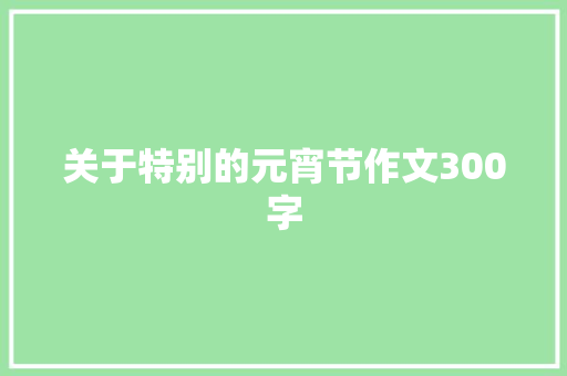 关于特别的元宵节作文300字