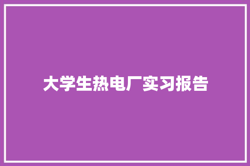 大学生热电厂实习报告