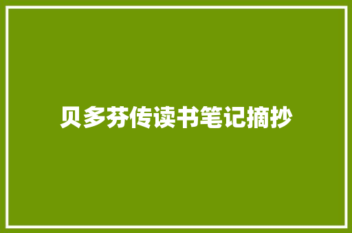 贝多芬传读书笔记摘抄