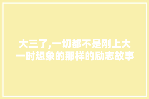 大三了,一切都不是刚上大一时想象的那样的励志故事