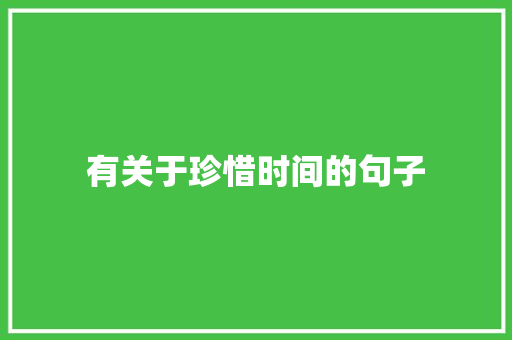 有关于珍惜时间的句子