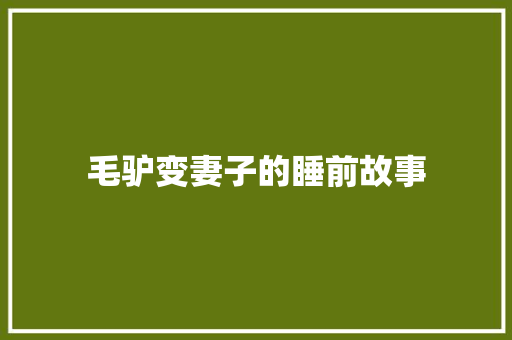 毛驴变妻子的睡前故事