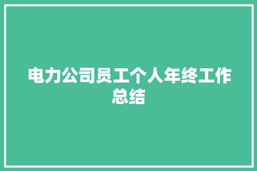 电力公司员工个人年终工作总结 生活范文